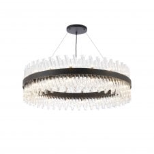 TIARA 32 Light G9 | Pendant Round | Satin Black and Clear Glass