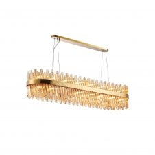 TIARA 36 Light G9 | Pendant Oblong | Brass and Amber