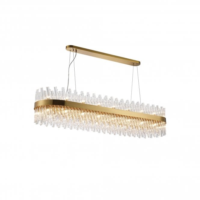 TIARA 36 Light G9 | Pendant Oblong | Brass and Clear Glass