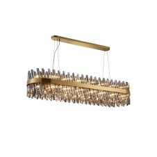 TIARA 36 Light G9 | Pendant Oblong | Brass and Smoked Glass