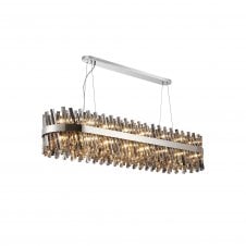 TIARA 36 Light G9 | Pendant Oblong | Polished Nickel and Smoked Glass