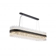 TIARA 36 Light G9 | Pendant Oblong | Satin Black and Clear Glass