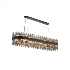 TIARA 36 Light G9 | Pendant Oblong | Satin Black and Smoked Glass