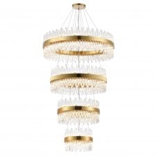 TIARA 4 Tier Ceiling Pendant | Brass | Clear Glass