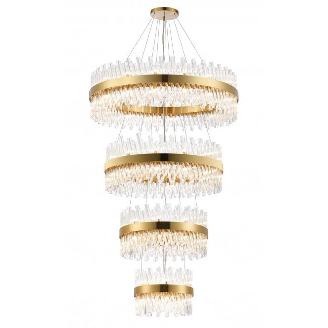 TIARA 4 Tier Ceiling Pendant | Brass | Clear Glass