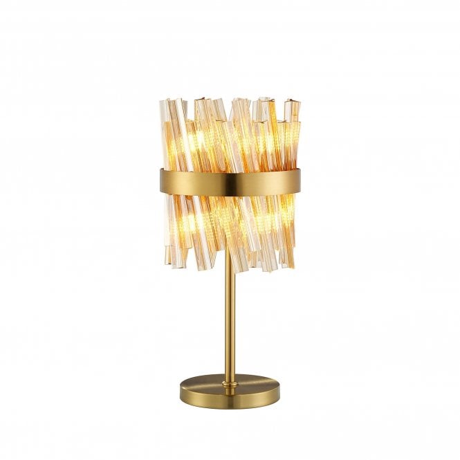 TIARA 6 Light G9 | Table Lamp | Brass and Amber Glass