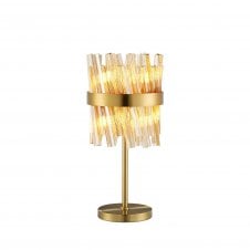 TIARA 6 Light G9 | Table Lamp | Brass and Amber Glass