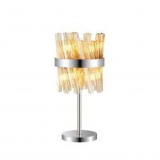 TIARA 6 Light G9 | Table Lamp | Polished Nickel and Amber Glass