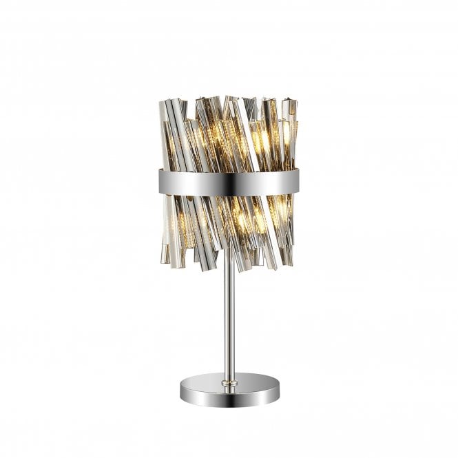 TIARA 6 Light G9 | Table Lamp | Polished Nickel and Smoked Glass