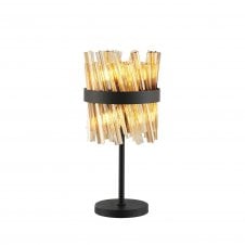 TIARA 6 Light G9 | Table Lamp | Satin Black and Amber Glass