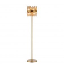 TIARA 8 Light G9 | Floor Lamp | Brass and Amber Glass