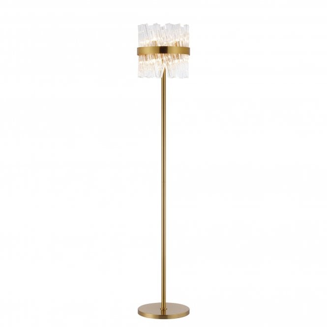 TIARA 8 Light G9 | Floor Lamp | Brass and Clear Glass