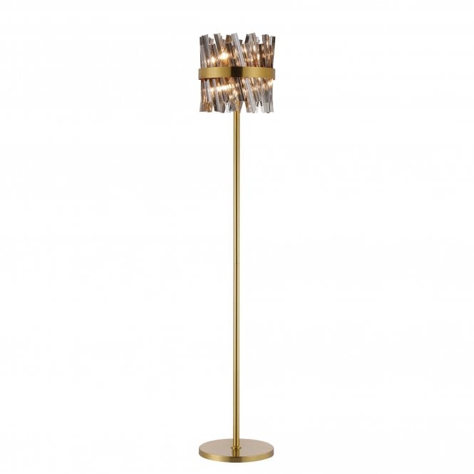 TIARA 8 Light G9 | Floor Lamp | Brass and Smoked Glass