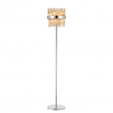 TIARA 8 Light G9 | Floor Lamp | Polished Nickel and Amber Glass