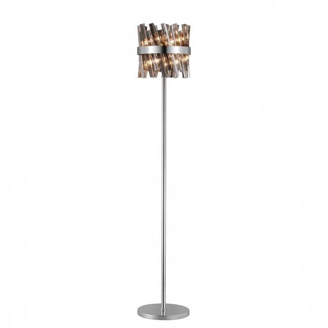 TIARA 8 Light G9 | Floor Lamp | Polished Nickel and Smoked Glass
