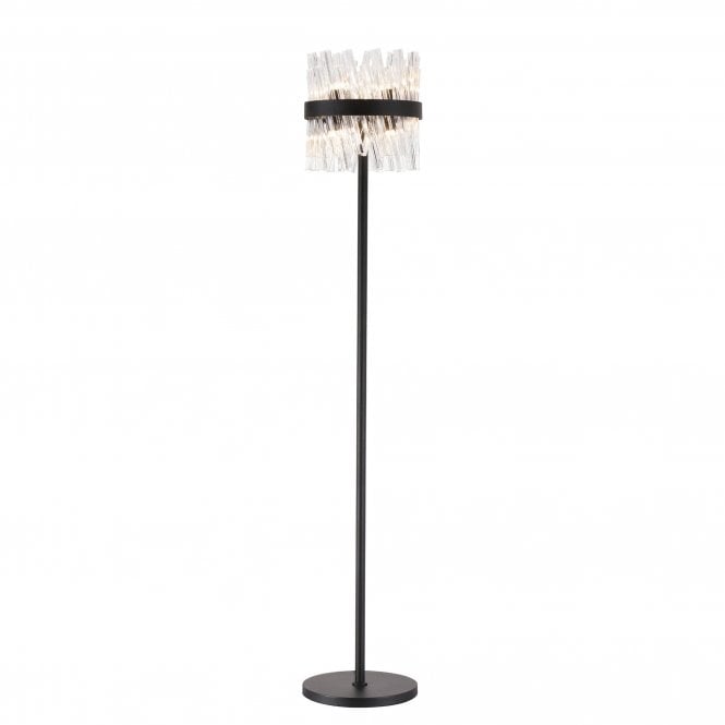 TIARA 8 Light G9 | Floor Lamp | Satin Black and Clear Glass