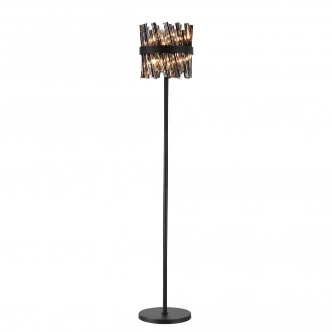 TIARA 8 Light G9 | Floor Lamp | Satin Black and Smoked Glass