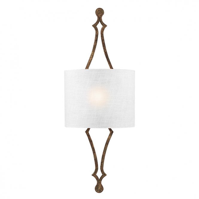 TILLING distressed goldleaf wall light with white shade
