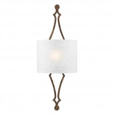 rustic wall light with white shade