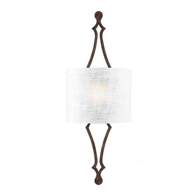 TILLING wall light with white shade in weathered iron finish
