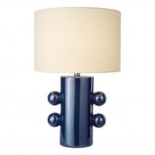 modern blue ceramic lamp with ivory shade