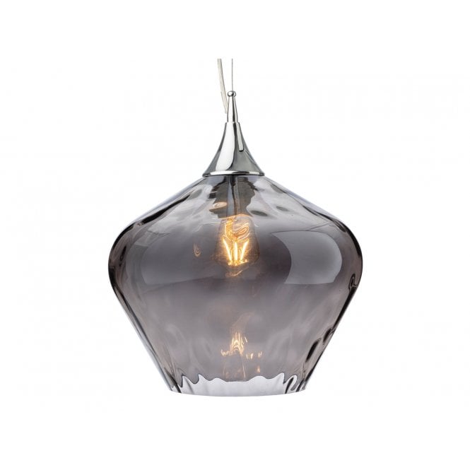 TITAN 1 Light Ceiling Pendant in Chrome with Smoked Glass