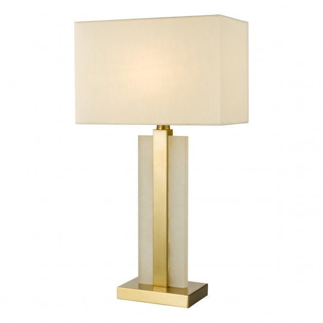 Tokori Table Lamp in Alabaster and Brushed Gold with Ivory Shade