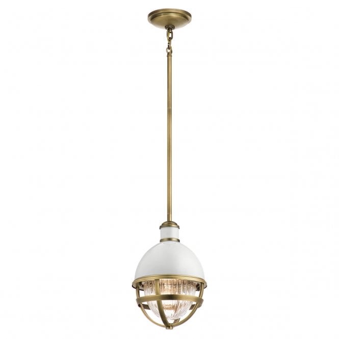 TOLLIS 1 Light Mini Pendant in Brass with White
