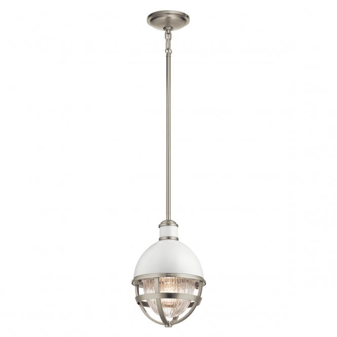 TOLLIS 1 Light Mini Pendant in Nickel with White
