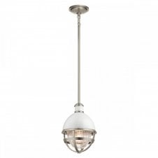 TOLLIS 1 Light Mini Pendant in Nickel with White