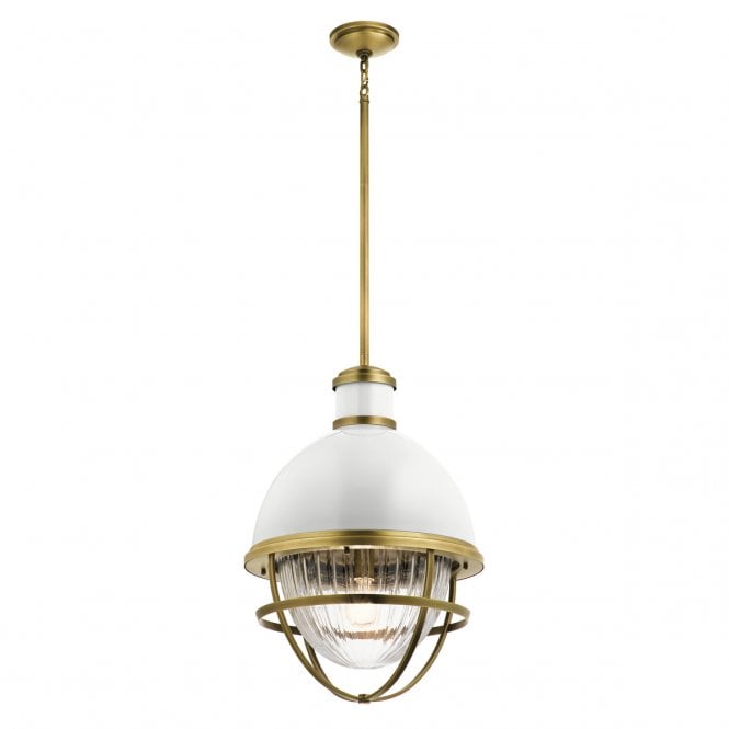 TOLLIS 1 Light Pendant in Brass with White