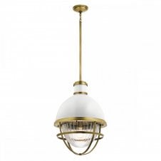 TOLLIS 1 Light Pendant in Brass with White