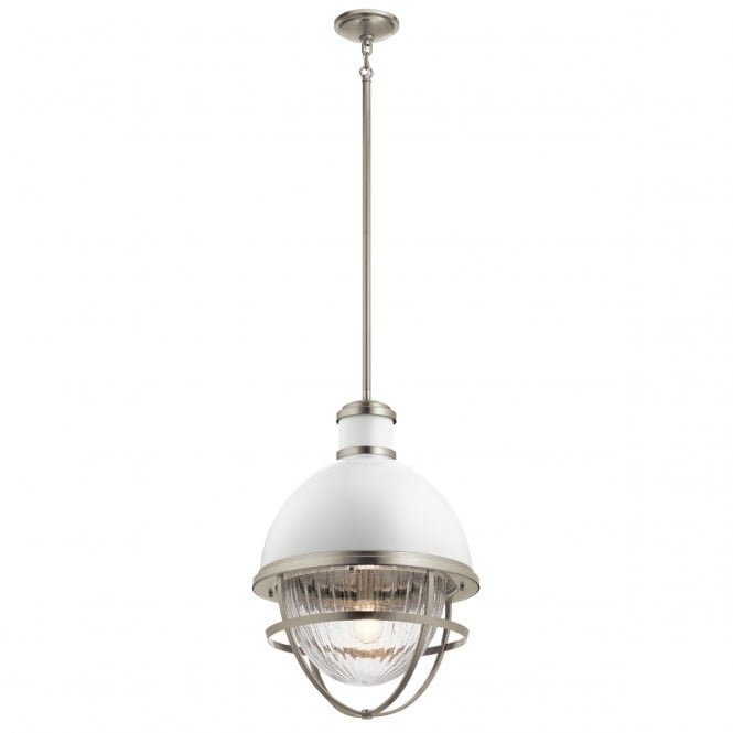 TOLLIS 1 Light Pendant in Nickel with White