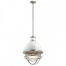 TOLLIS 1 Light Pendant in Nickel with White