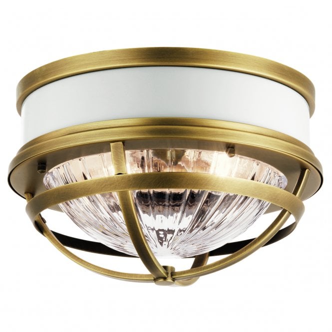 TOLLIS 2 Light Flush Mount in Brass with White