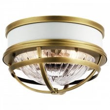 TOLLIS 2 Light Flush Mount in Brass with White