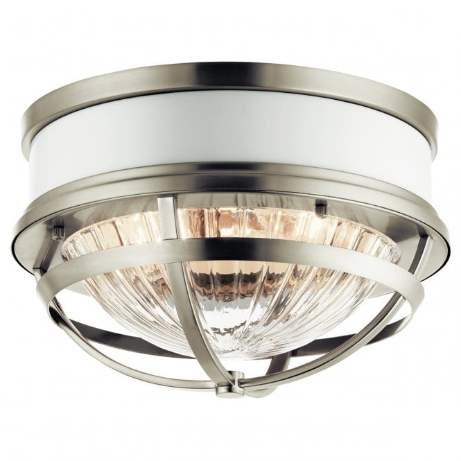 TOLLIS 2 Light Flush Mount in Nickel with White