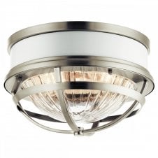 TOLLIS 2 Light Flush Mount in Nickel with White