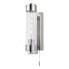 polished nickel bathroom wall light with pull cord