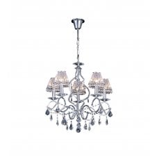 Crystal Chandelier with 5 lights with Chrome Suspension 