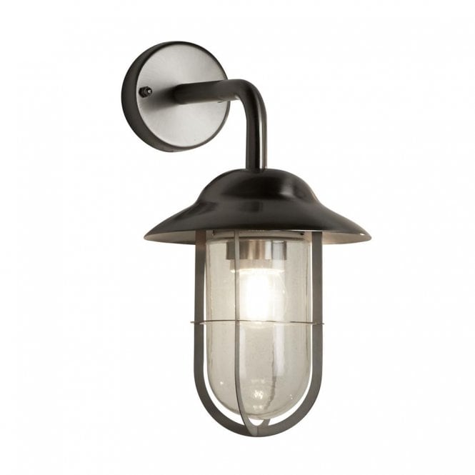 TORONTO stainless steel outdoor wall light with well glass shade