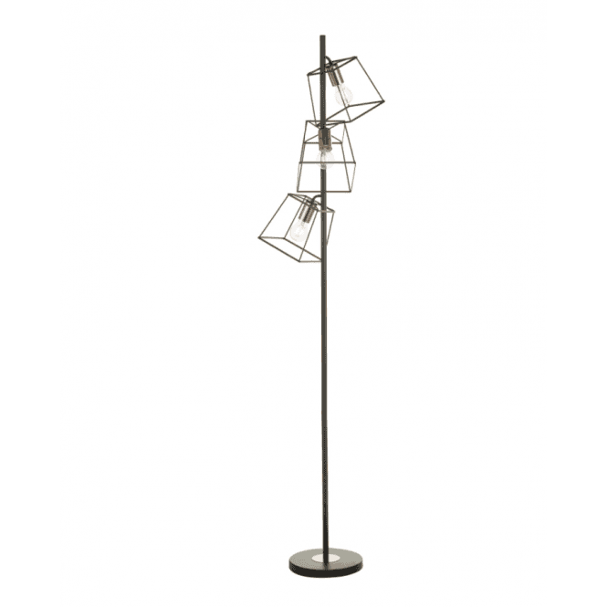 TOWER 3 Light Floor Lamp Matt Black Copper