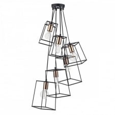 modern matt black block frame ceiling cluster pendant