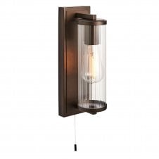 TRANQUIL Bathroom Wall Light in Bronze and Ribbed Glass