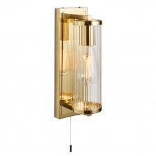 TRANQUIL Bathroom Wall Light in Brushed Gold and Clear Glass