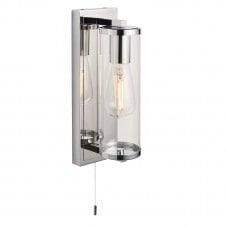TRANQUIL Bathroom Wall Light in Chrome and Clear Glass