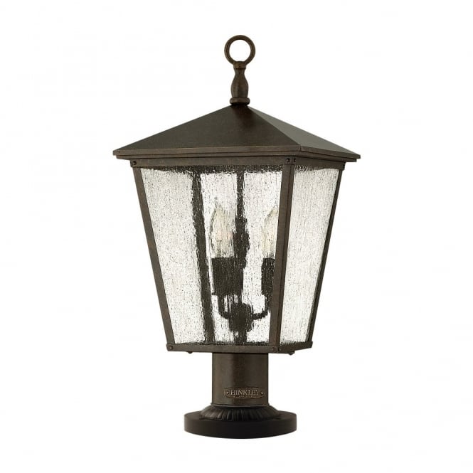 TRELLIS exterior traditional regency pedestal lantern in bronze