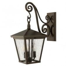 traditional outdoor wall lantern in bronze with glass panel shades