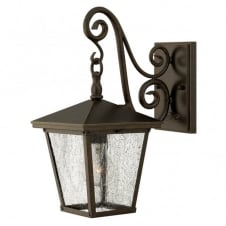traditional outdoor wall lantern in bronze with glass panel shades