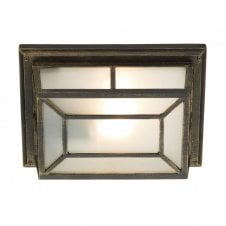 TRENT rustic black gold square garden wall/porch light